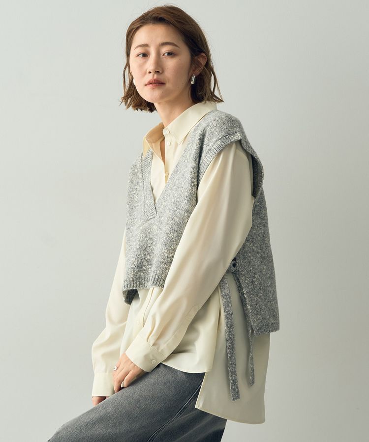 YECCA VECCA「【2点SET】シャツレイヤードニットベスト」|ベスト・ジレ|