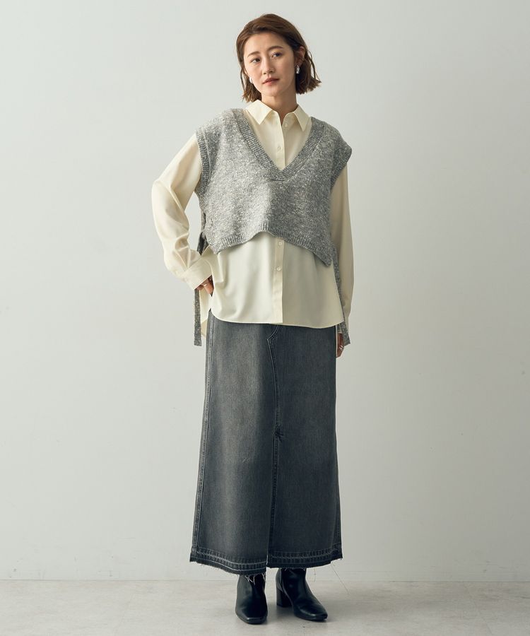 YECCA VECCA「【2点SET】シャツレイヤードニットベスト」|ベスト・ジレ|