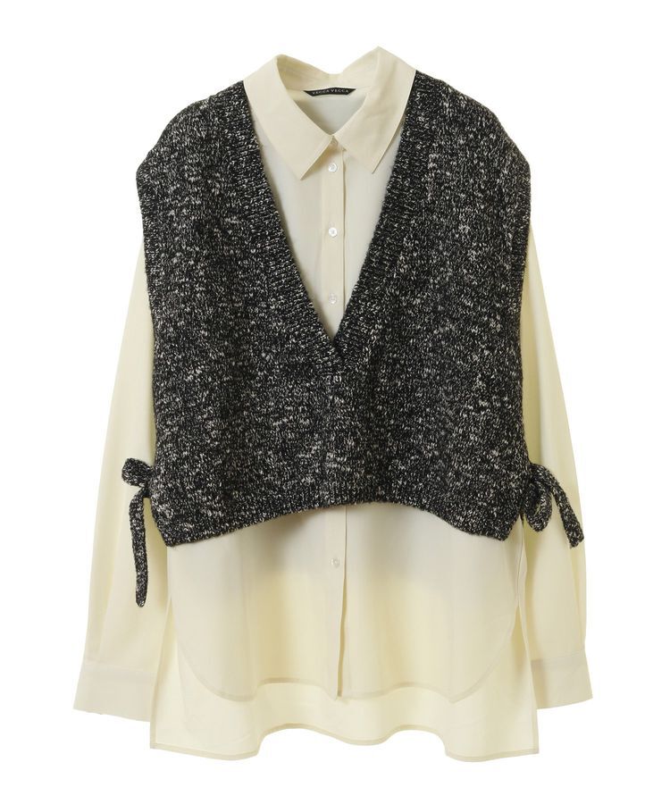 YECCA VECCA「【2点SET】シャツレイヤードニットベスト」|ベスト・ジレ|