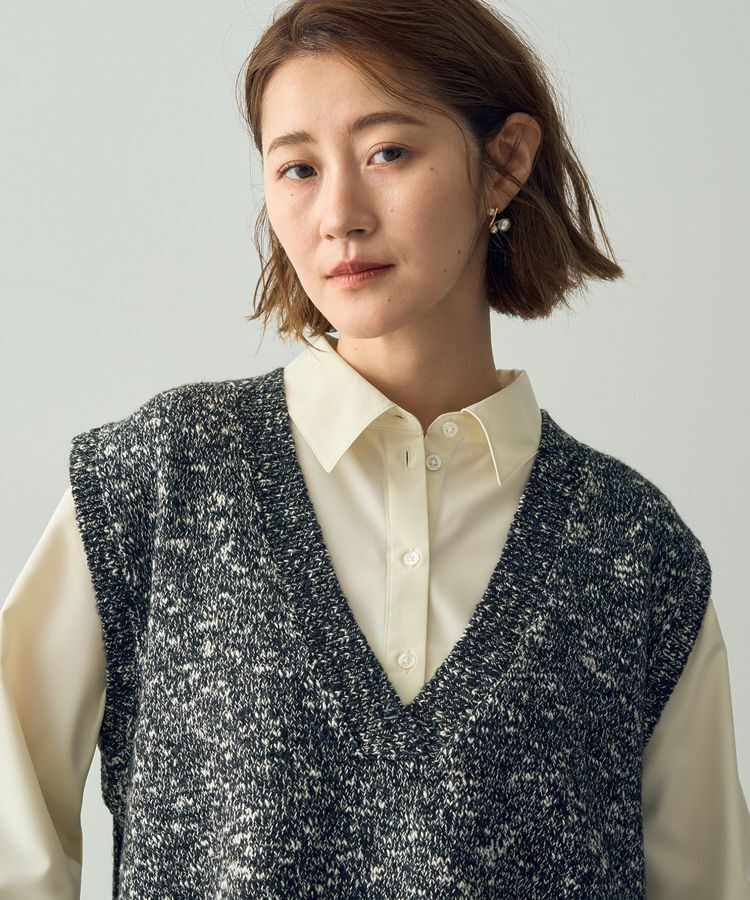 YECCA VECCA「【2点SET】シャツレイヤードニットベスト」|ベスト・ジレ|