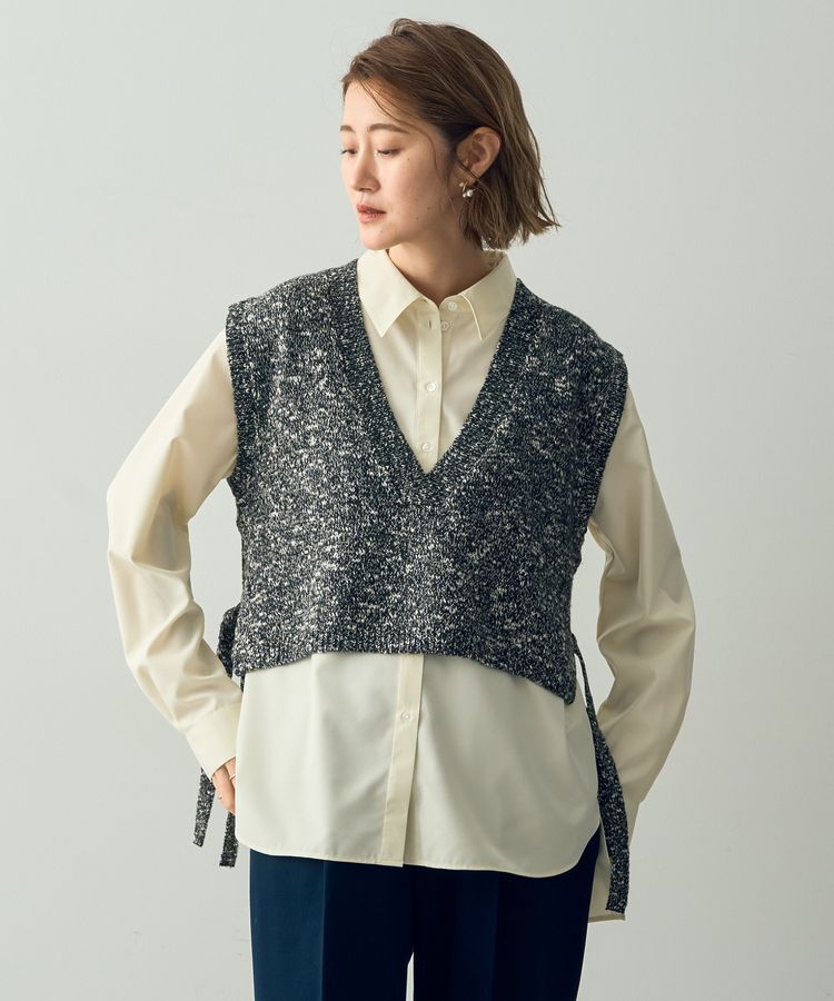 YECCA VECCA「【2点SET】シャツレイヤードニットベスト」|ベスト・ジレ|Black