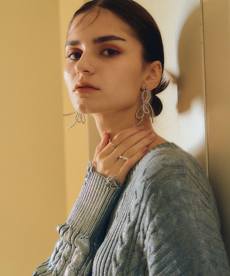 YECCA VECCA「メタルビーズリボンピアス」|ピアス|