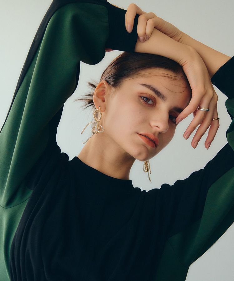 YECCA VECCA「メタルビーズリボンピアス」|ピアス|