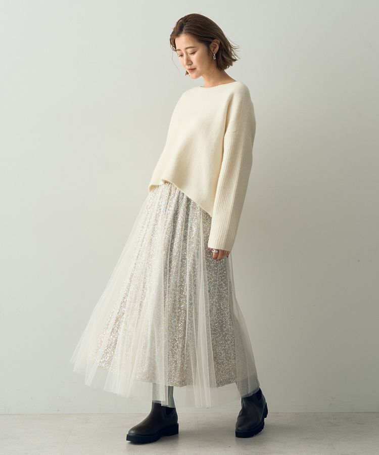 YECCA VECCA「スパンコール&times;チュールスカート」|フレア|