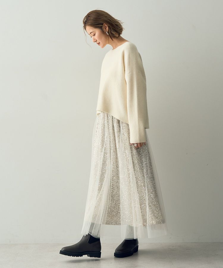 YECCA VECCA「スパンコール&times;チュールスカート」|フレア|