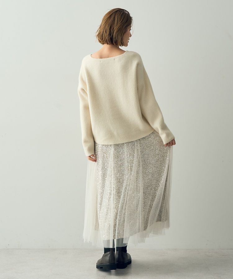 YECCA VECCA「スパンコール&times;チュールスカート」|フレア|