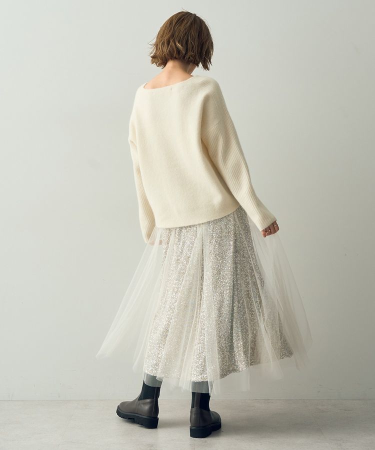 YECCA VECCA「スパンコール&times;チュールスカート」|フレア|