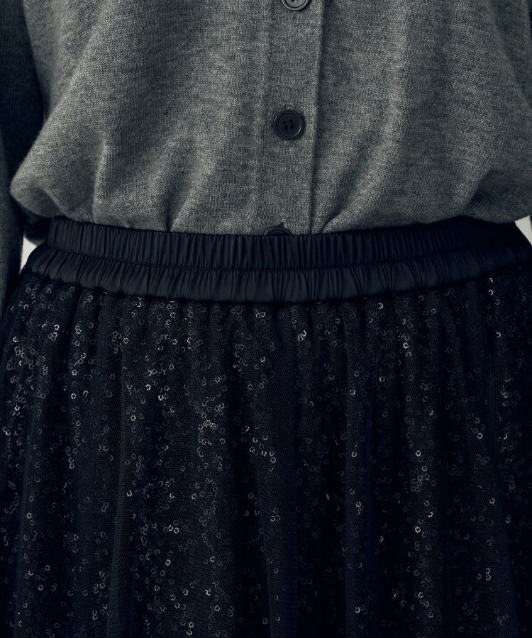 YECCA VECCA「スパンコール&times;チュールスカート」|フレア|