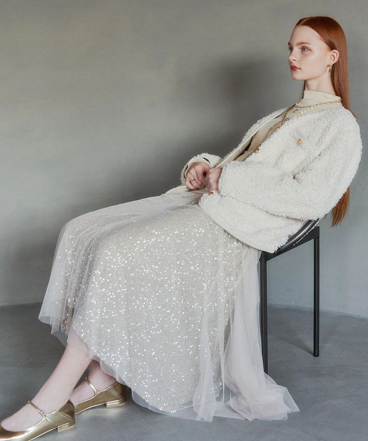 YECCA VECCA「スパンコール&times;チュールスカート」|フレア|