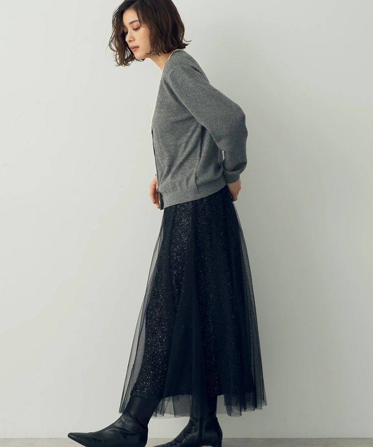 YECCA VECCA「スパンコール&times;チュールスカート」|フレア|