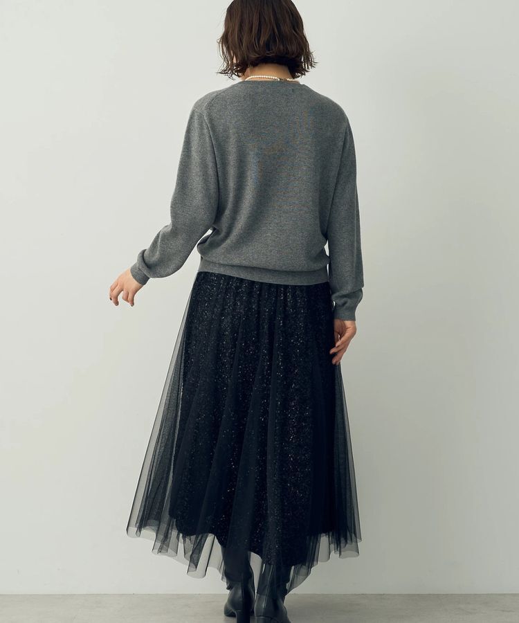 YECCA VECCA「スパンコール&times;チュールスカート」|フレア|