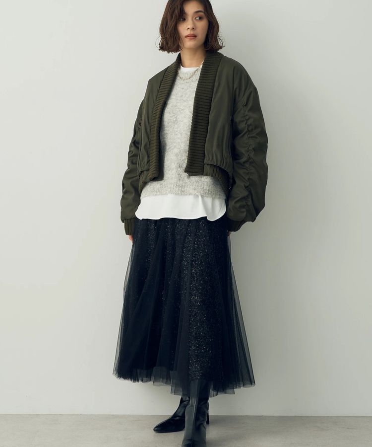 YECCA VECCA「スパンコール&times;チュールスカート」|フレア|
