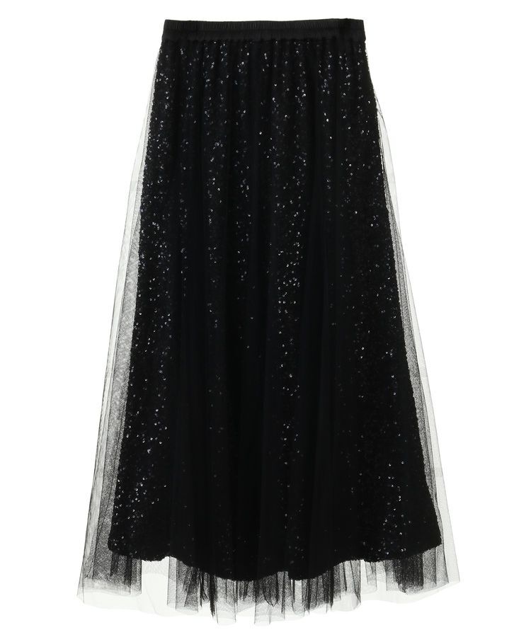 YECCA VECCA「スパンコール&times;チュールスカート」|フレア|