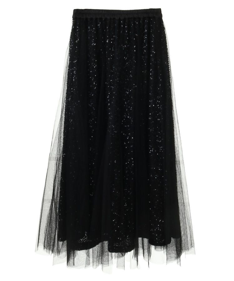 YECCA VECCA「スパンコール&times;チュールスカート」|フレア|