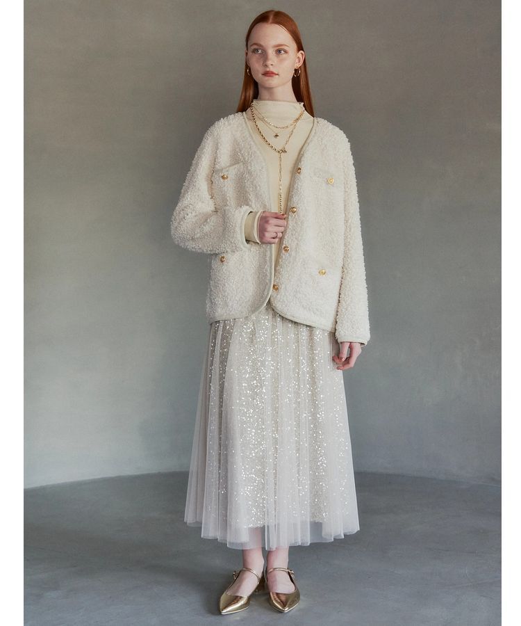 YECCA VECCA「スパンコール&times;チュールスカート」|フレア|