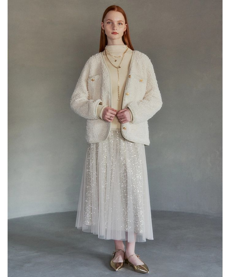 YECCA VECCA「スパンコール&times;チュールスカート」|フレア|