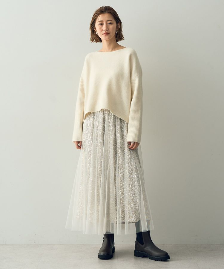 YECCA VECCA「スパンコール&times;チュールスカート」|フレア|