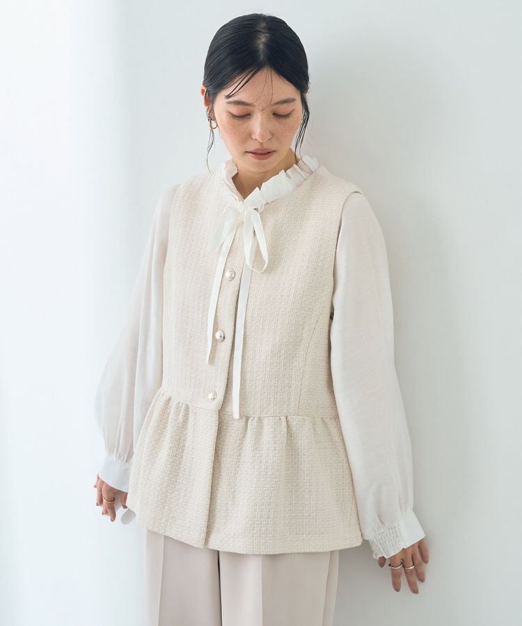 YECCA VECCA「ツイードペプラムジレ」|ベスト・ジレ|