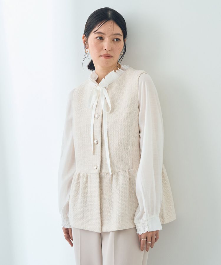 YECCA VECCA「ツイードペプラムジレ」|ベスト・ジレ|