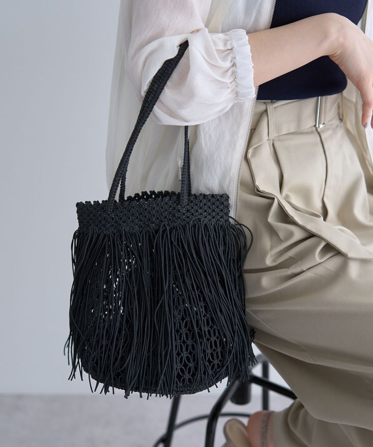 YECCA VECCA「【The Bagmati】フリンジバッグ」|トートバッグ|Black