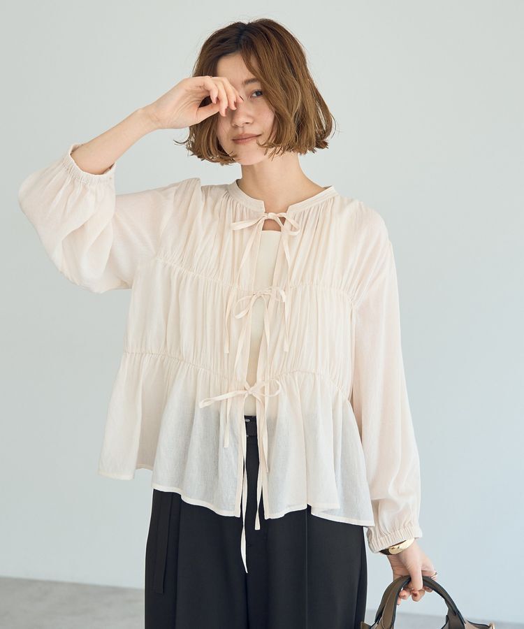 YECCA VECCA「リボンデザインシアーブラウス」|シャツ・ブラウス|