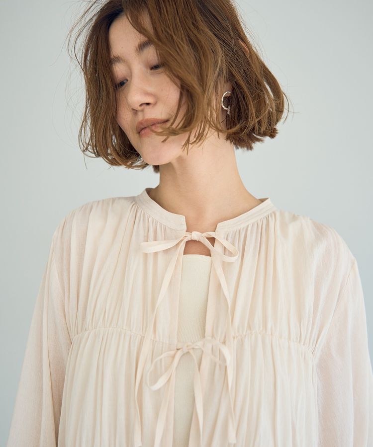 YECCA VECCA「リボンデザインシアーブラウス」|シャツ・ブラウス|