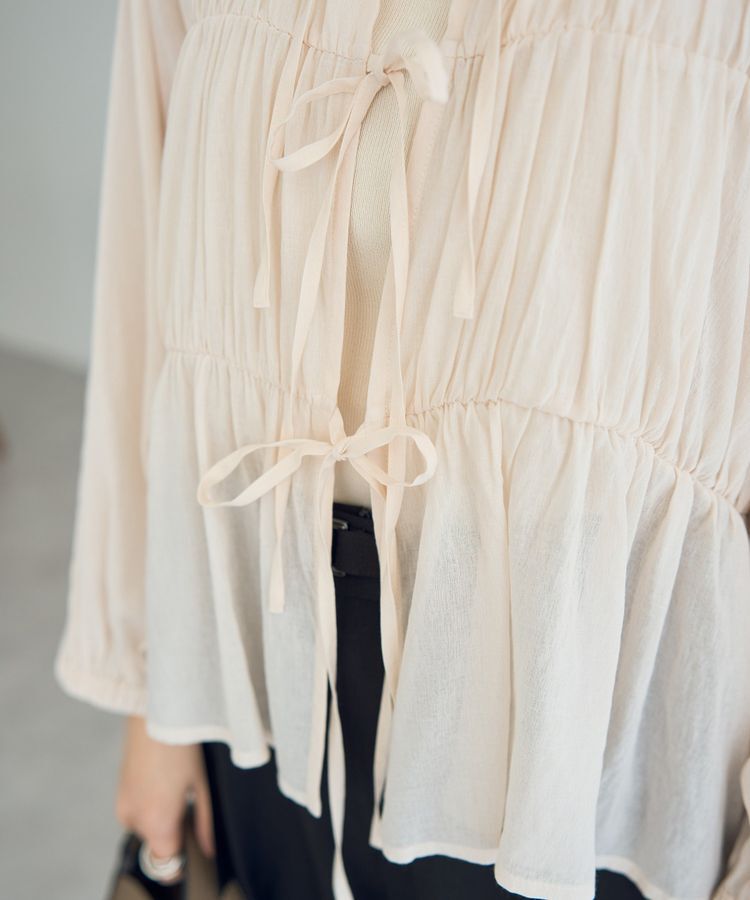 YECCA VECCA「リボンデザインシアーブラウス」|シャツ・ブラウス|