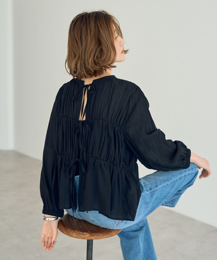 YECCA VECCA「リボンデザインシアーブラウス」|シャツ・ブラウス|