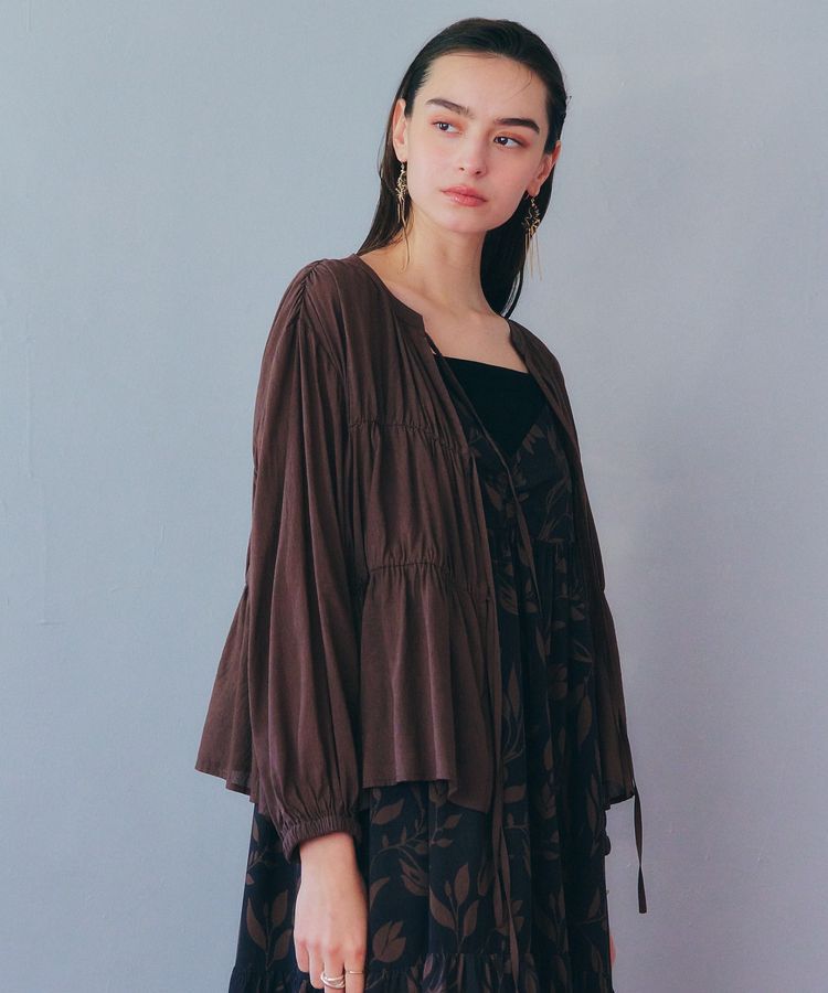 YECCA VECCA「リボンデザインシアーブラウス」|シャツ・ブラウス|Brown