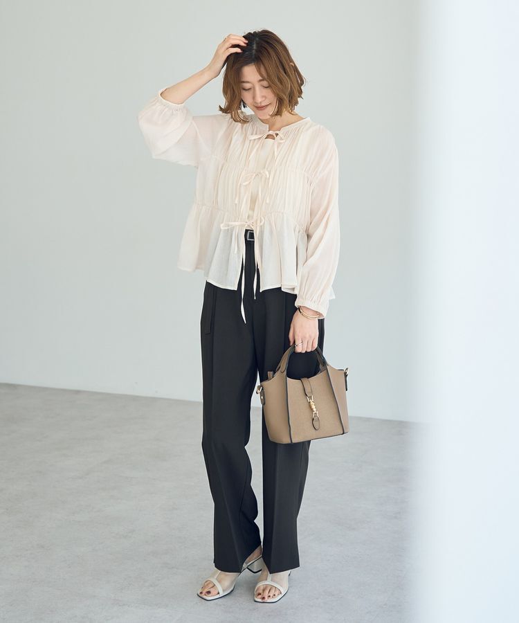 YECCA VECCA「リボンデザインシアーブラウス」|シャツ・ブラウス|