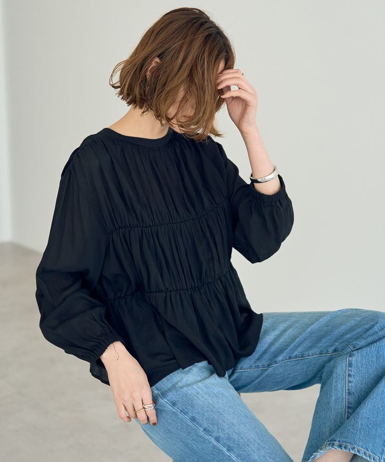 YECCA VECCA「リボンデザインシアーブラウス」|シャツ・ブラウス|