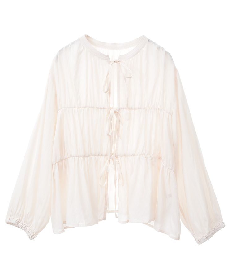 YECCA VECCA「リボンデザインシアーブラウス」|シャツ・ブラウス|