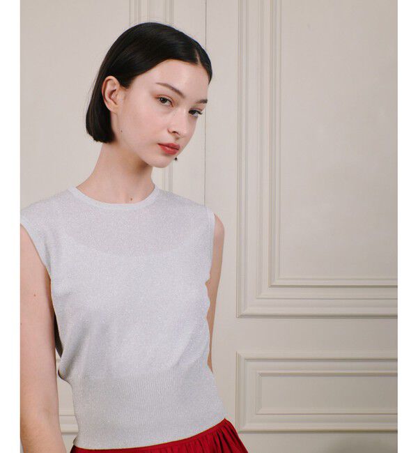 LOULOU WILLOUGHBY「【LOULOU WILLOUGHBY】リブコルセットラメプルオーバー」|その他|オフホワイト