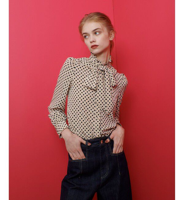 LOULOU WILLOUGHBY「【LOULOU WILLOUGHBY】◇ デシンドットフリルボウタイブラウス」|シャツ・ブラウス|