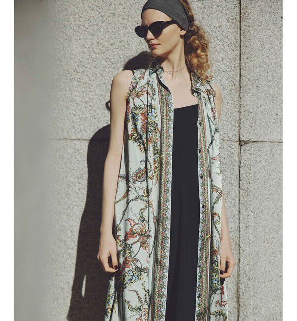 allureville「RATTIスカーフプリントノースリーブワンピース」|ワンピース|ミントグリーン