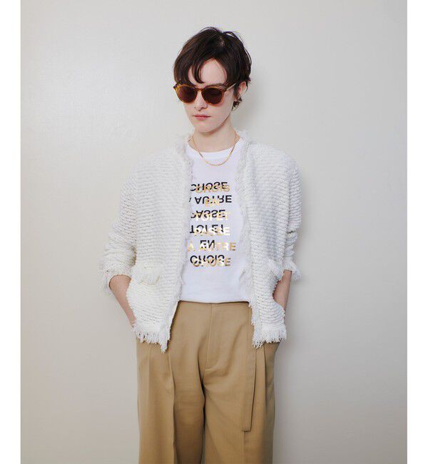 allureville「ミックスツイードニットジャケット」|ニット・セーター|オフホワイト