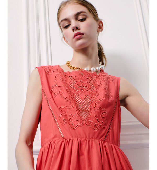 LOULOU WILLOUGHBY「【LOULOU WILLOUGHBY】エンブロイダリーノースリワンピース」|ワンピース|