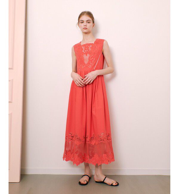 LOULOU WILLOUGHBY「【LOULOU WILLOUGHBY】エンブロイダリーノースリワンピース」|ワンピース|