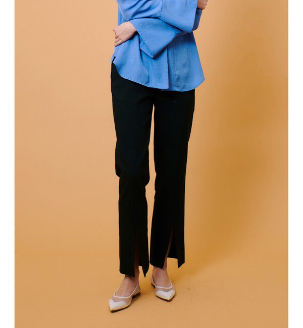 allureville「ダブルクロスフロントスリットパンツ」|チノ|