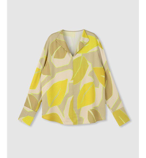 allureville「FASACリーフプリントフレンチカラーシャツ」|シャツ・ブラウス|イエロー系