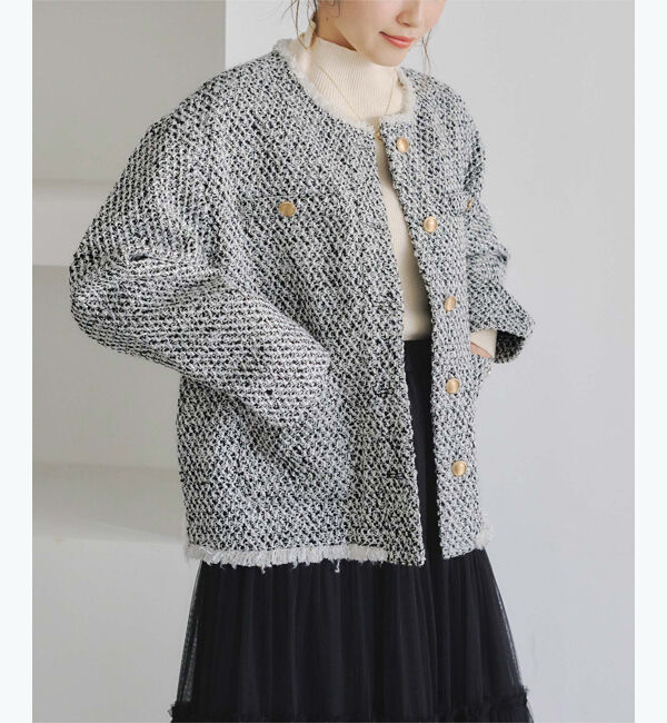 titivate「ツイードジャケット」|ノーカラージャケット|