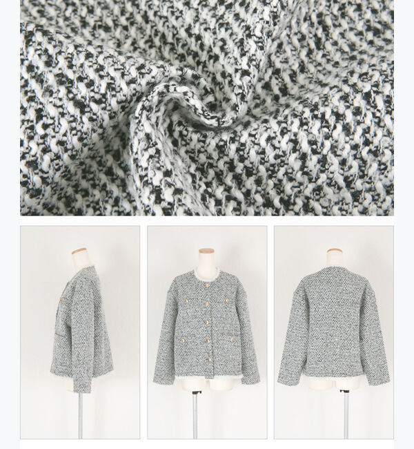 titivate「ツイードジャケット」|ノーカラージャケット|