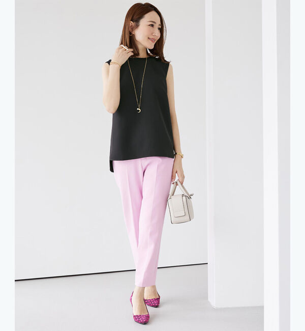 ur's「【星玲奈さんコラボアイテム】【神山まりあさん着用】サテン切替ノースリーブトップス」|Tシャツ・カットソー|