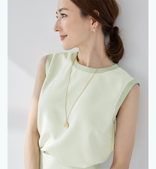 ur's「【星玲奈さんコラボアイテム】【神山まりあさん着用】サテン切替ノースリーブトップス」|Tシャツ・カットソー|