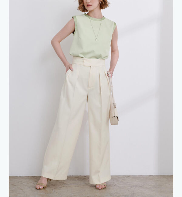 ur's「【星玲奈さんコラボアイテム】【神山まりあさん着用】サテン切替ノースリーブトップス」|Tシャツ・カットソー|