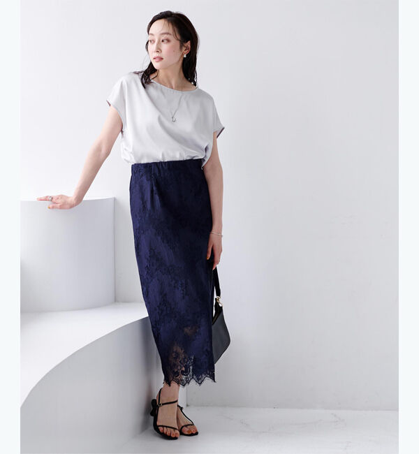 ur's「サテンコクーンシルエットブラウス」|シャツ・ブラウス|ライトグレー