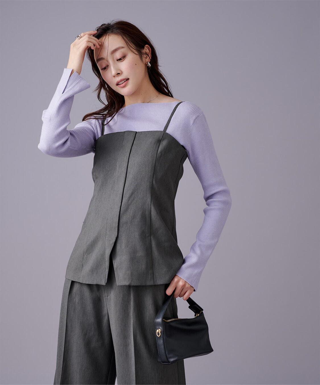 ur's「ウエストシェイプキャミソールビスチェ」|キャミソール|チャコール