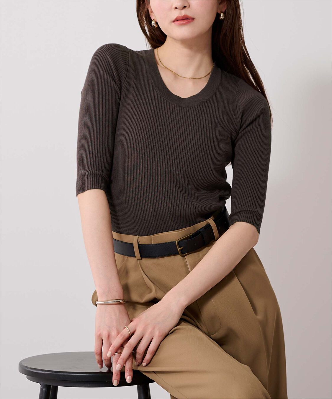 ur's「Uネックリブニット」|ニット・セーター|