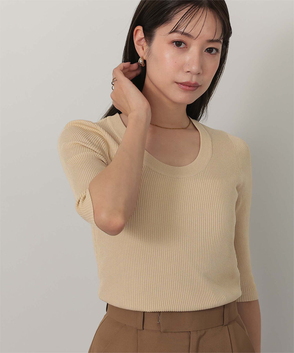 ur's「Uネックリブニット」|ニット・セーター|