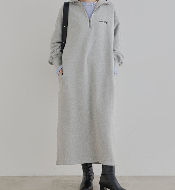  「ハーフジップスウェットワンピース」|ワンピース|